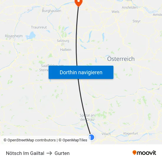 Nötsch Im Gailtal to Gurten map