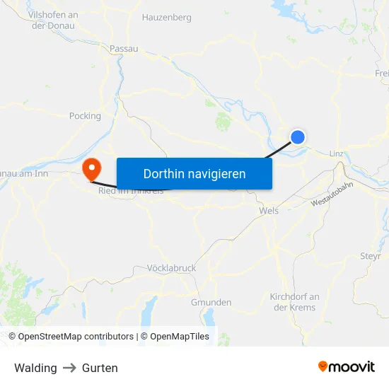 Walding to Gurten map