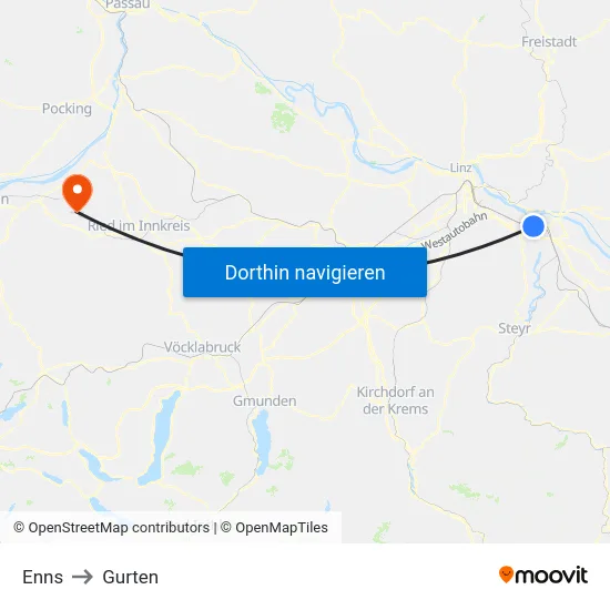 Enns to Gurten map