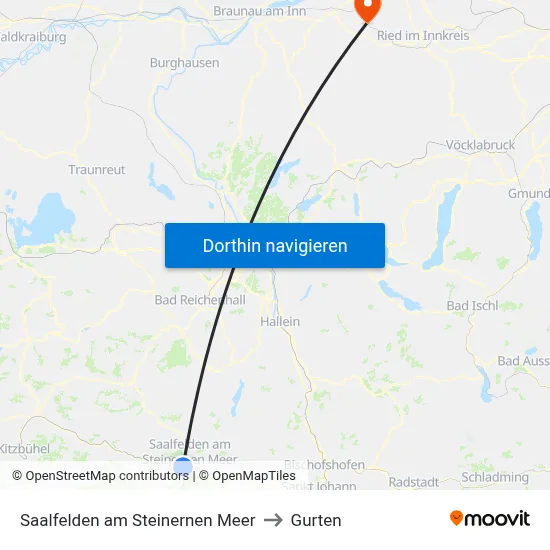 Saalfelden am Steinernen Meer to Gurten map