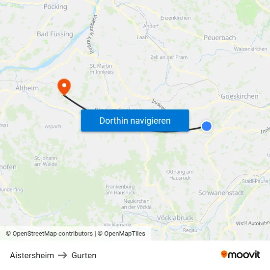 Aistersheim to Gurten map