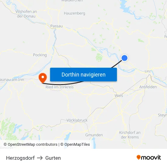 Herzogsdorf to Gurten map