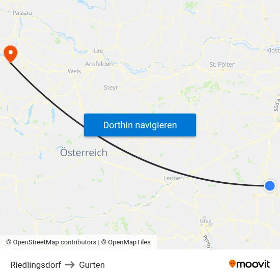 Riedlingsdorf to Gurten map
