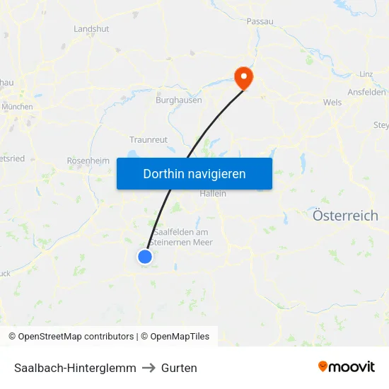 Saalbach-Hinterglemm to Gurten map