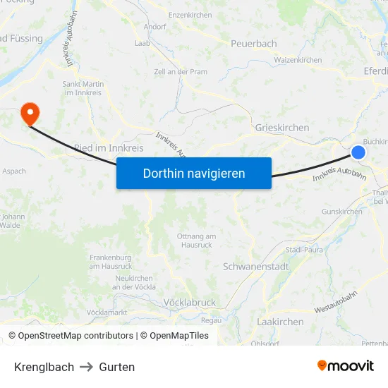 Krenglbach to Gurten map