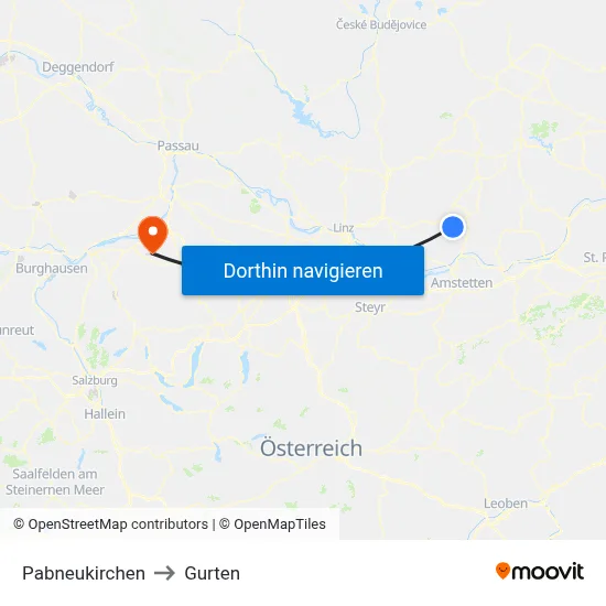 Pabneukirchen to Gurten map