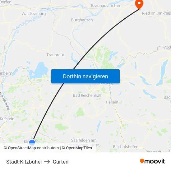 Stadt Kitzbühel to Gurten map
