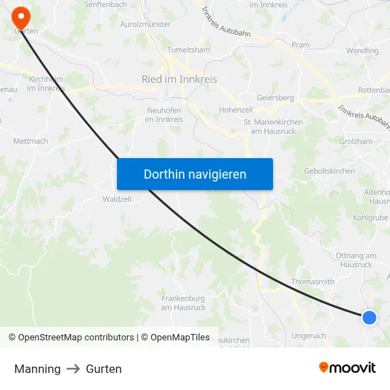 Manning to Gurten map
