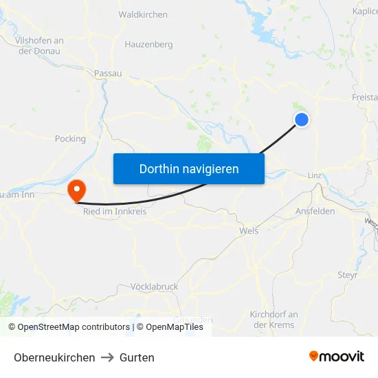 Oberneukirchen to Gurten map