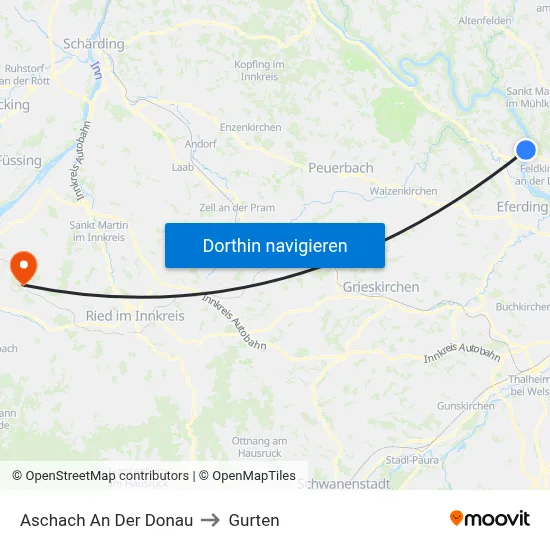 Aschach An Der Donau to Gurten map