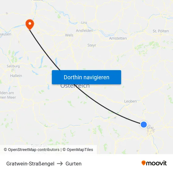 Gratwein-Straßengel to Gurten map