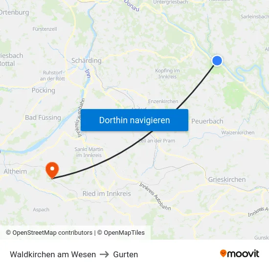 Waldkirchen am Wesen to Gurten map