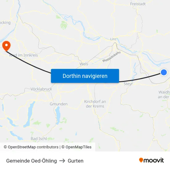 Gemeinde Oed-Öhling to Gurten map