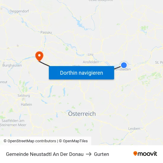 Gemeinde Neustadtl An Der Donau to Gurten map