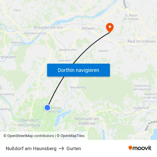 Nußdorf am Haunsberg to Gurten map