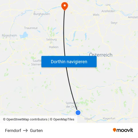 Ferndorf to Gurten map