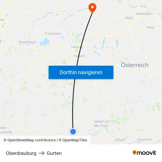 Oberdrauburg to Gurten map