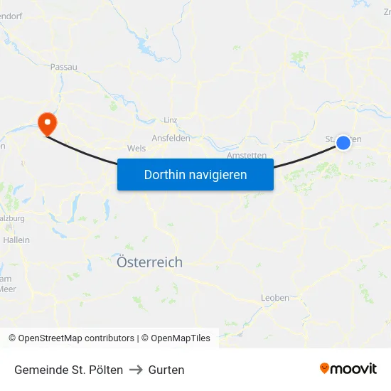 Gemeinde St. Pölten to Gurten map