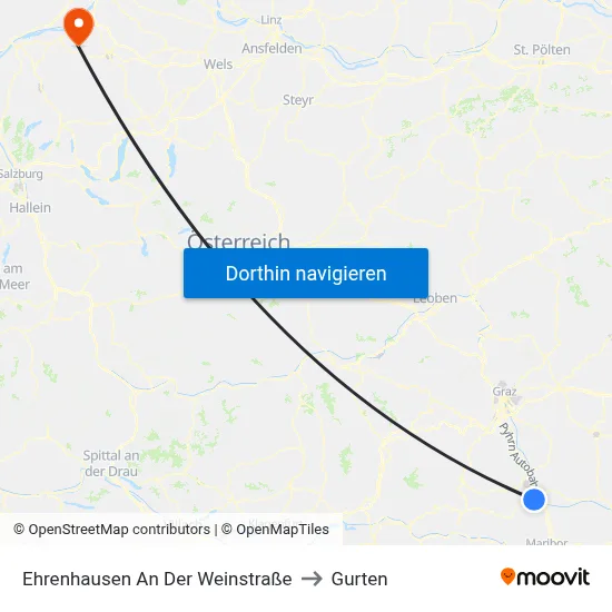 Ehrenhausen An Der Weinstraße to Gurten map