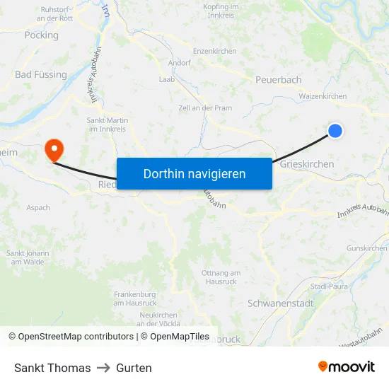 Sankt Thomas to Gurten map
