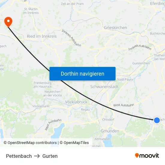 Pettenbach to Gurten map