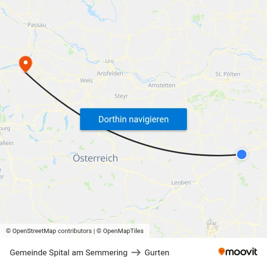Gemeinde Spital am Semmering to Gurten map