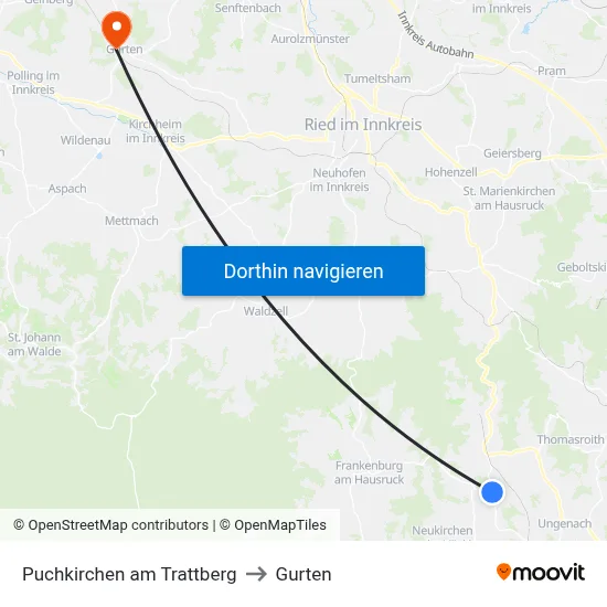 Puchkirchen am Trattberg to Gurten map