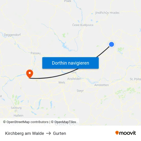 Kirchberg am Walde to Gurten map