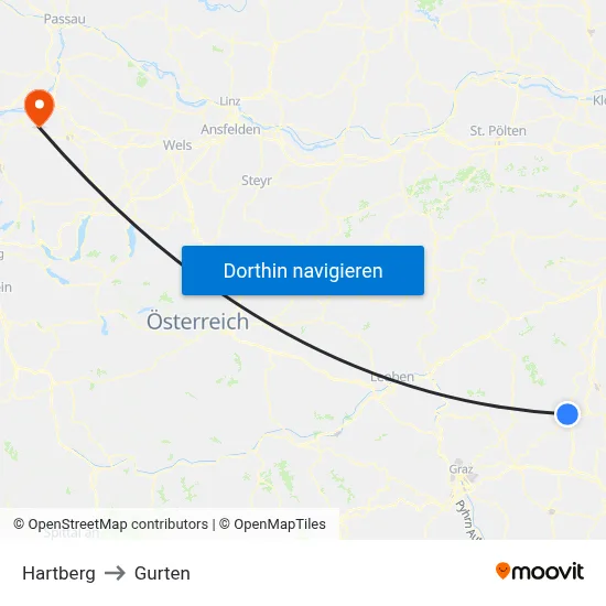 Hartberg to Gurten map