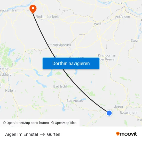 Aigen Im Ennstal to Gurten map