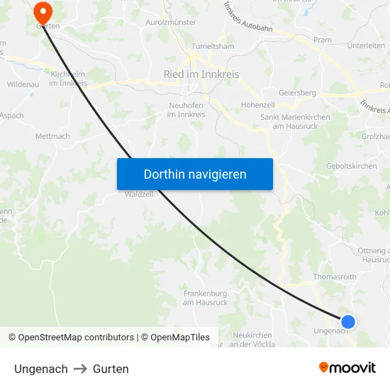 Ungenach to Gurten map