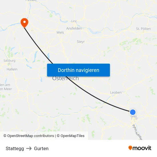 Stattegg to Gurten map