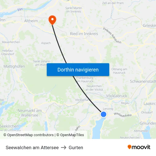 Seewalchen am Attersee to Gurten map