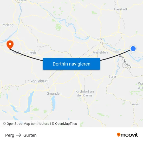 Perg to Gurten map