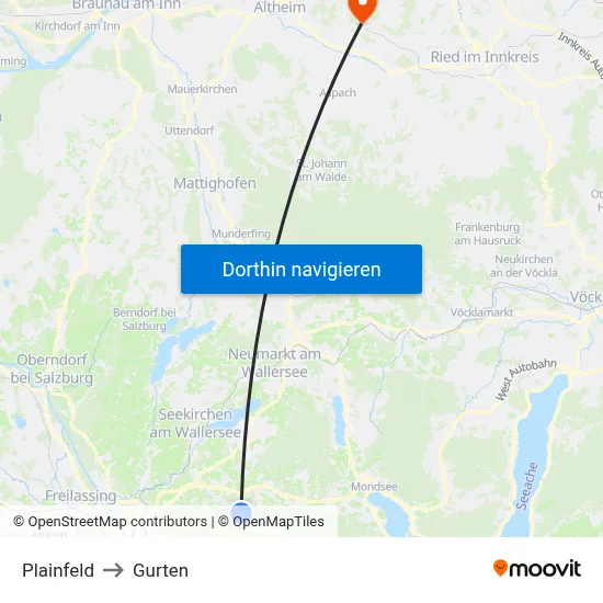 Plainfeld to Gurten map