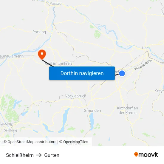 Schleißheim to Gurten map