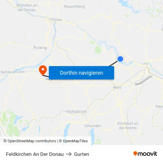 Feldkirchen An Der Donau to Gurten map