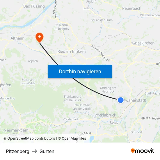 Pitzenberg to Gurten map