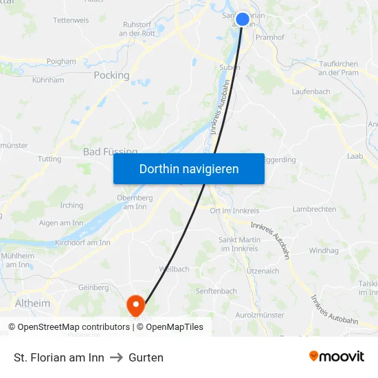 St. Florian am Inn to Gurten map