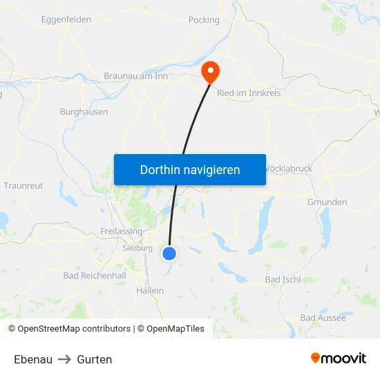 Ebenau to Gurten map