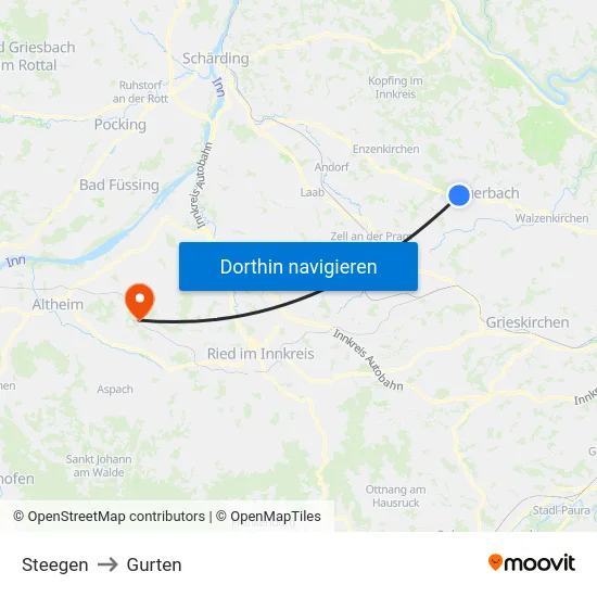 Steegen to Gurten map