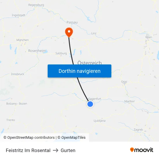 Feistritz Im Rosental to Gurten map