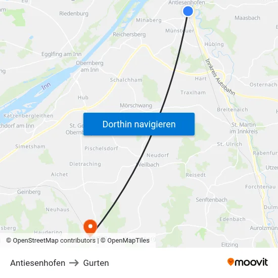 Antiesenhofen to Gurten map