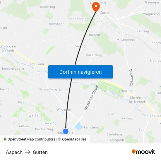 Aspach to Gurten map