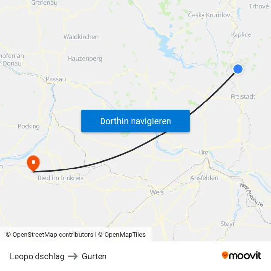 Leopoldschlag to Gurten map