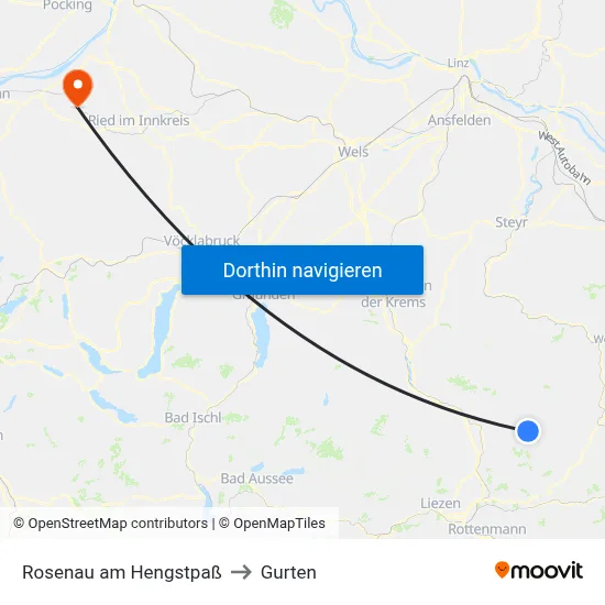 Rosenau am Hengstpaß to Gurten map