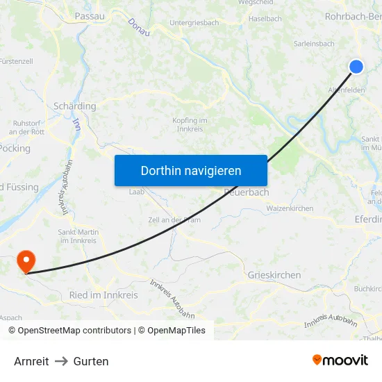 Arnreit to Gurten map