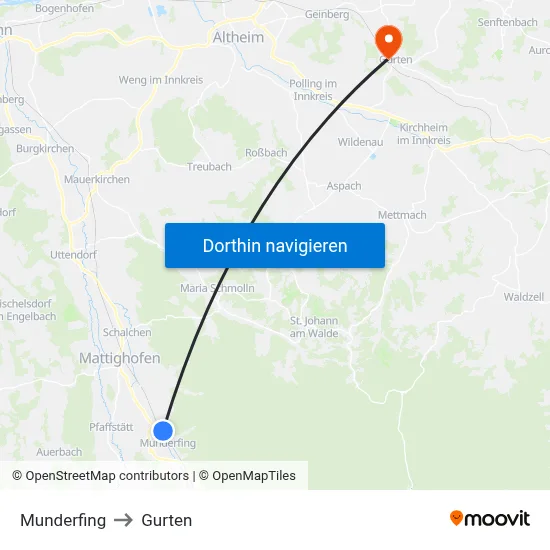 Munderfing to Gurten map