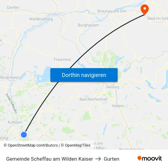 Gemeinde Scheffau am Wilden Kaiser to Gurten map