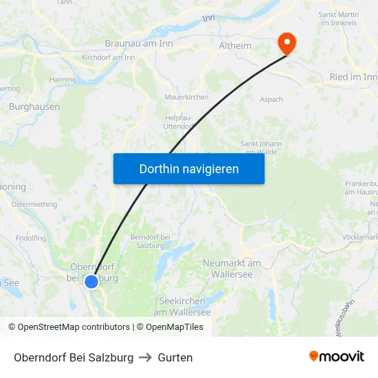 Oberndorf Bei Salzburg to Gurten map